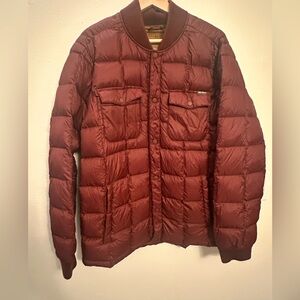 Eddie Bauer Maroon Puffer Jacket down waterfowl feathers size L